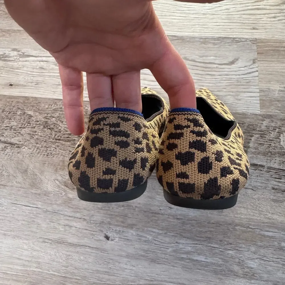 Rothy's The Point Leopard Print Knit Flats Pointed Toe Women's 10